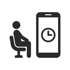 Screen time icon. Addiction to internet and social networks. Smartphone addiction concept. Vector icon isolated on white background.