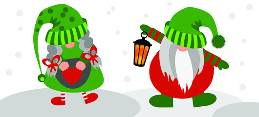 Cute christmas gnomes collection. Vector