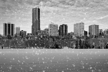 Snowy day in the city. Taken on a chilly Winter day in Edmonton, Alberta, Canada.