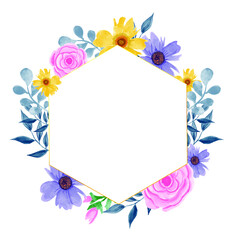 Hexagonal Beauty Frrame roses for wedding invitation design