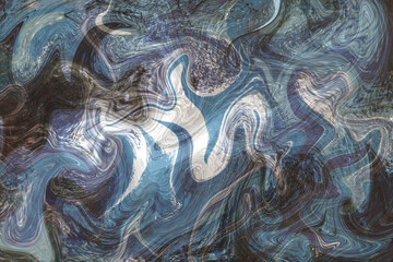 Dark blue fluid illustration. Digital marbling card. Abstract pastel fluid art background. Marble textile print