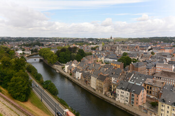 Fototapeta na wymiar Namur, Belgium. Panoramic of the river and the city from the top