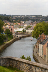 Namur, Belgium. small boat sailing in the river