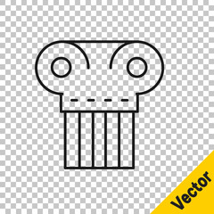 Black line Ancient column icon isolated on transparent background. Vector.