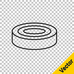 Black line Checker game chips icon isolated on transparent background. Vector.