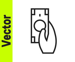 Black line Fast payments icon isolated on white background. Fast money transfer payment. Financial services, fast loan, time is money, cash back concept. Vector.