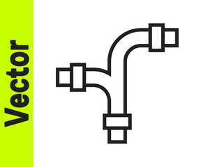 Black line Industry metallic pipe icon isolated on white background. Plumbing pipeline parts of different shapes. Vector.