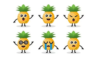 Fotobehang pineapple mascot fruit design character cute © Kokiedan87