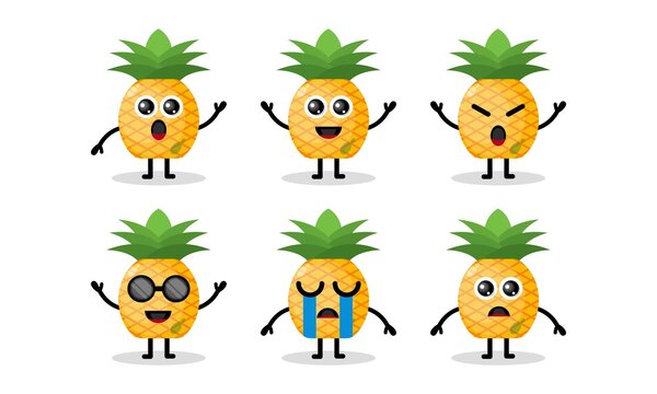 pineapple mascot fruit design character cute