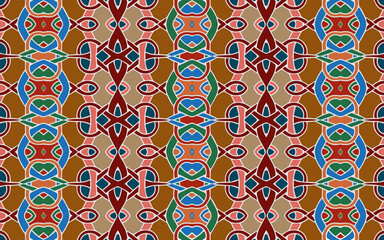 Colorful ethnic art texture based on oriental motives. Geometric abstract ornament for backgrounds, wallpapers, wrapping paper, textiles, presentations, stained glass.