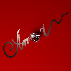 Large heart-shaped diamond as the letter 