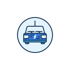 Electric Car vector concept round colored icon or design element