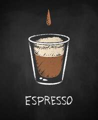 Espresso shot isolated on black chalkboard © Sonya illustration