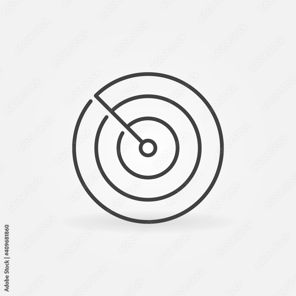 Poster radiolocation radar vector concept circular icon or symbol in thin line style