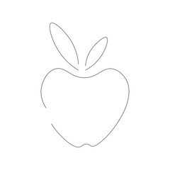 Apple one line drawing, vector illustration
