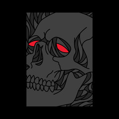 Skull horror die line graphic illustration vector art t-shirt design