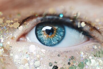 Blue and black eye in close up