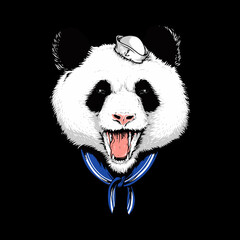 Animal panda pirate style graphic illustration vector art t-shirt design