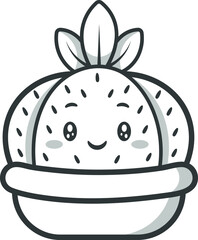 sketch of cute cactus drawing for coloring