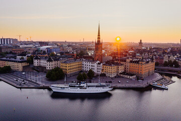 Fototapeta na wymiar Sunset photo over Stockholm city