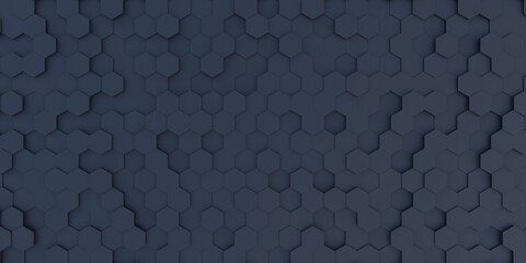 3D illustration of abstract black hexagonal background, hexagon shape wallpaper