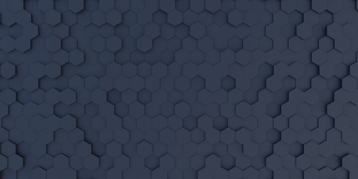 3D illustration of abstract black hexagonal background, hexagon shape wallpaper © supakritleela