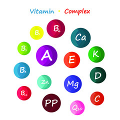 Main vitamin icons, design illustration