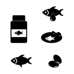 Omega 3 icon,illustration design. Fish oil, vector design. Fish  icon set