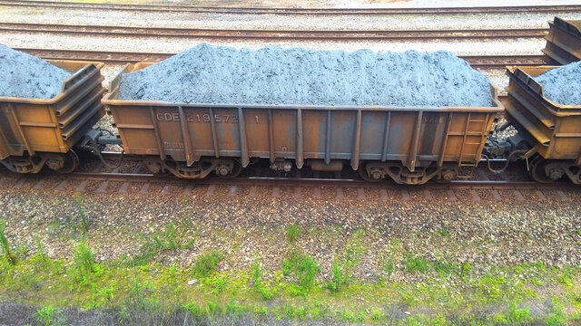 ore-loaded iron train taken from Itabira Minas Gerais Brazil