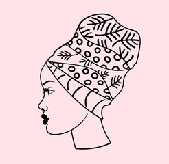 Profile of African woman with headdress