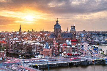 Fototapeta premium Amsterdam, Netherlands Old Centre District