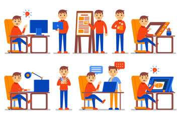 Graphic Designer profession character with vector illustration. Flat design style.