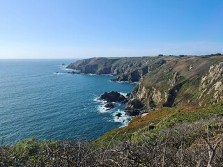 Fototapeta na wymiar Guernsey Channel Islands, South Coast Cliffs