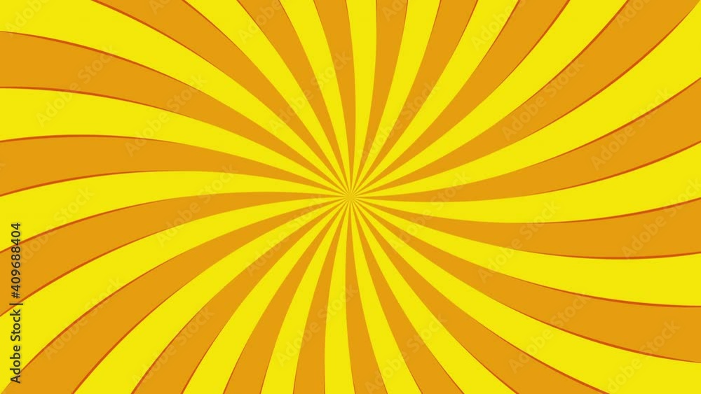 Aufkleber yellow curved rays on an orange background. seamless motion graphic loop animation background in ret
