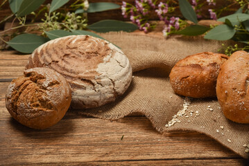 flower, background, decoration, floral, nature, still, nutrition, brown, texture, bakery, food, corn, rustic, bread, organic, sesame, cooking, crust, natural, wooden, flour, traditional, baking, whole