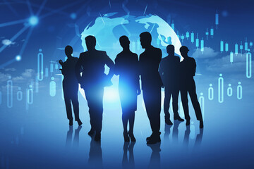 Businessman and businesswoman researching the analytics to predi