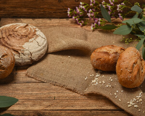 flower, background, decoration, floral, nature, still, nutrition, brown, texture, bakery, food, corn, rustic, bread, organic, sesame, cooking, crust, natural, wooden, flour, traditional, baking, whole