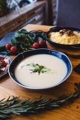 fresh asparagus soup in a bowl