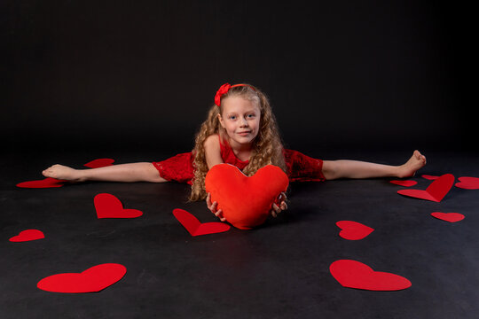 In Twine Paper Hearts, Flirting, On The Floor Hearts Space. February 14 Banner. Day, Hearts In A Red Dress Girl, Barefoot