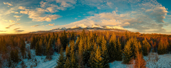 High Tatras in the evening light with beautiful clouds