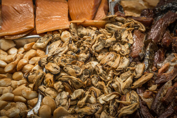 Fish and Seafood For Sale on a Market Stall