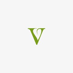 simple v and leaf logo - obrazy, fototapety, plakaty