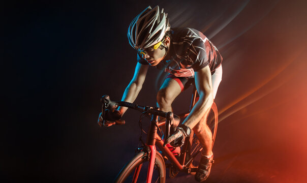 Sport. Athlete cyclists in silhouettes on white background.