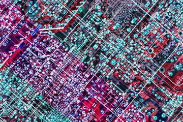 Microcircuit Motherboard Detail Multicolored Background