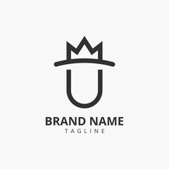 Simple Letter U Crown King Queen Logo Vector Template