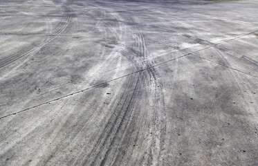 Wheel tracks on street