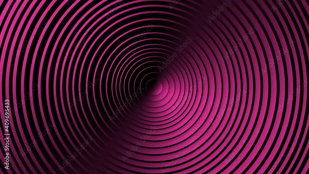Poster Abstract pattern of circles with the effect of displacement. Pink clean rings animation. Abstract background for business presentation. Seamless loop 4k 3d render