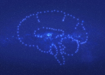 Brain constellation stars with lines in outer space. Elements of this illustration were furnished by NASA
