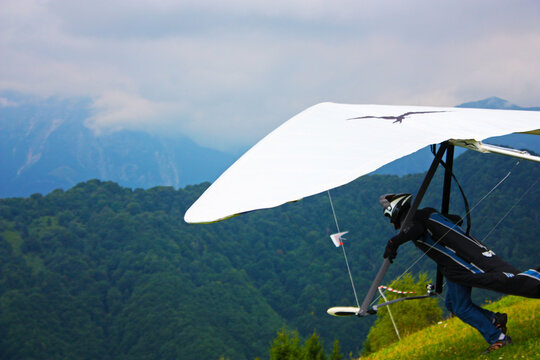 Hang gliding taken in Julian Alps, Slovenia