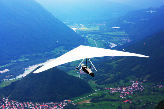 Hang gliding taken in Julian Alps, Slovenia